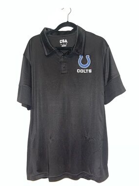 NFL Black Polo with Blue Colts Horseshoe